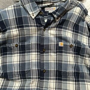 Carhartt Men's Navy and White Plaid Shirt